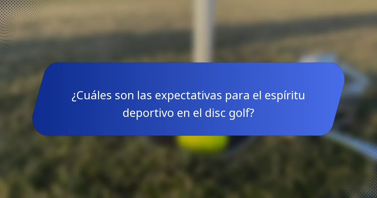 ¿Cuáles son las expectativas para el espíritu deportivo en el disc golf?