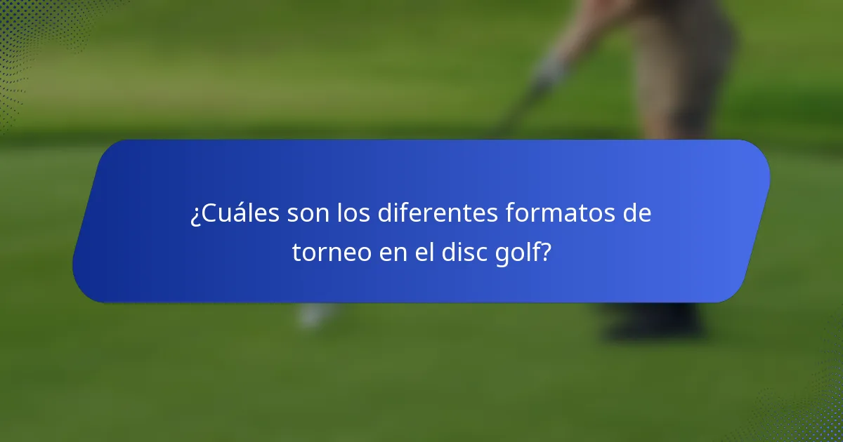 ¿Cuáles son los diferentes formatos de torneo en el disc golf?